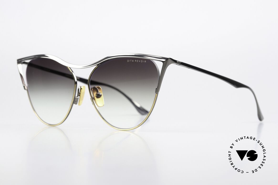 DITA Revoir Zauberhafte Cateye-Brille, edle Cateye Rahmen-Form; DTS509-59-03 BLK GLD, Passend für Damen