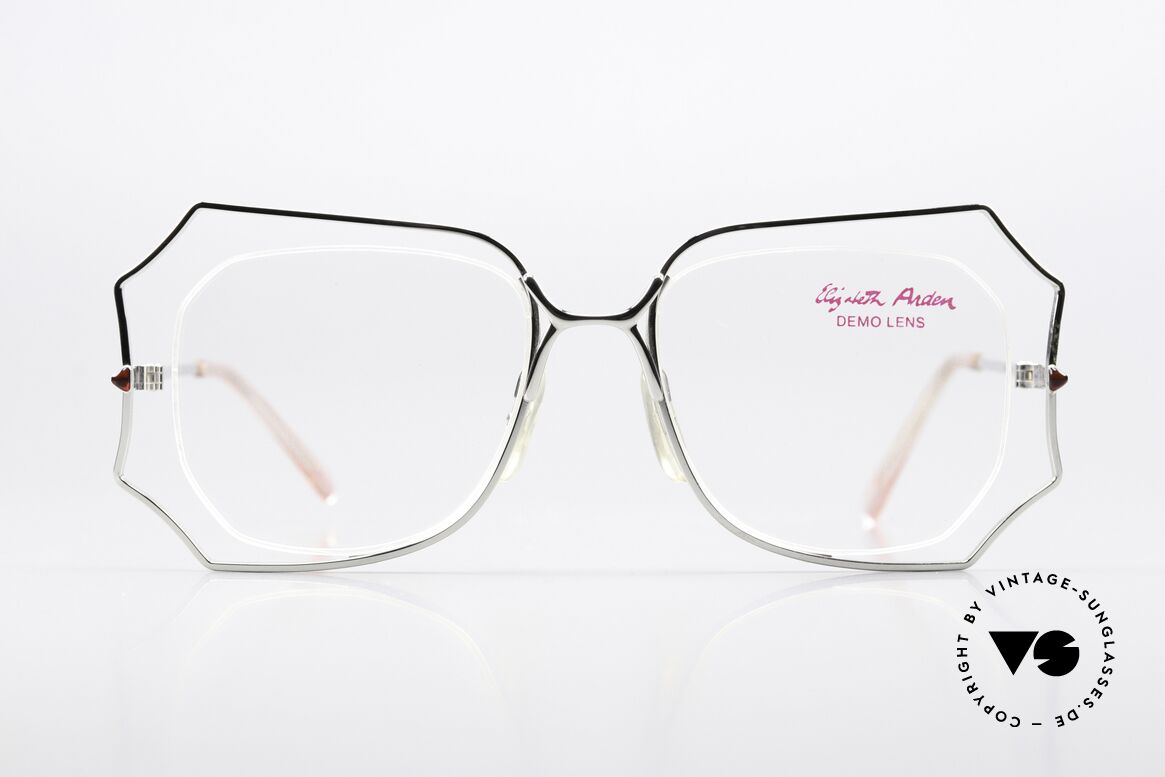Elizabeth Arden 357 Zauberhafte Damenbrille 70's, Modell 357 SHURON, Größe 50/16 in silber und rot, Passend für Damen