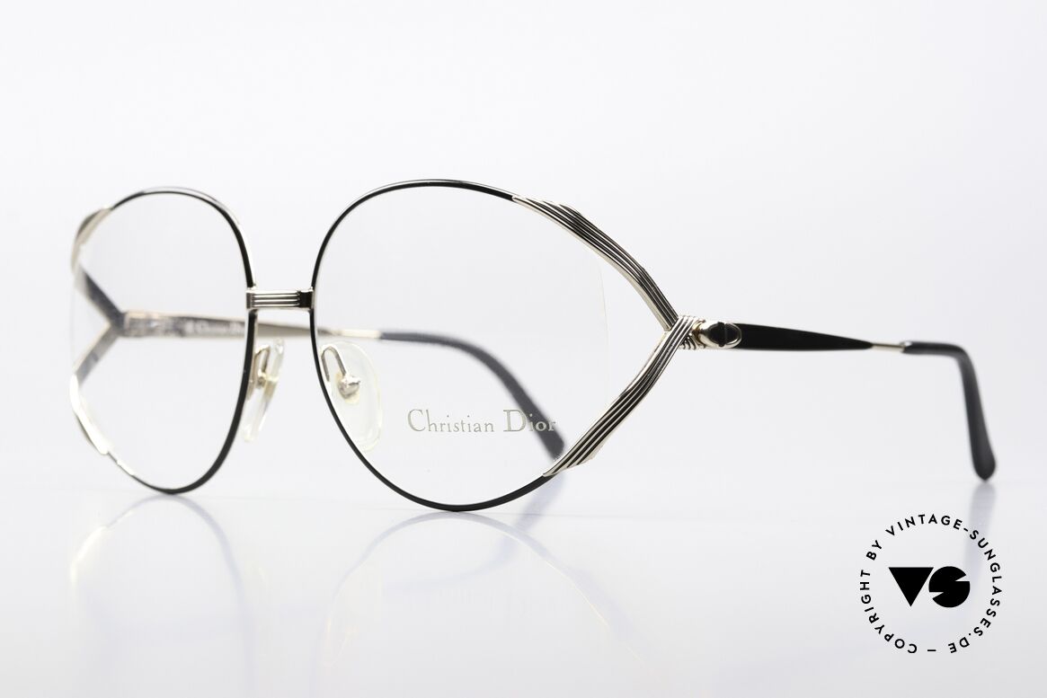Christian Dior 2387 Oversized Design 80er Brille, vergoldeter Metallrahmen mit Akzenten in schwarz, Passend für Damen