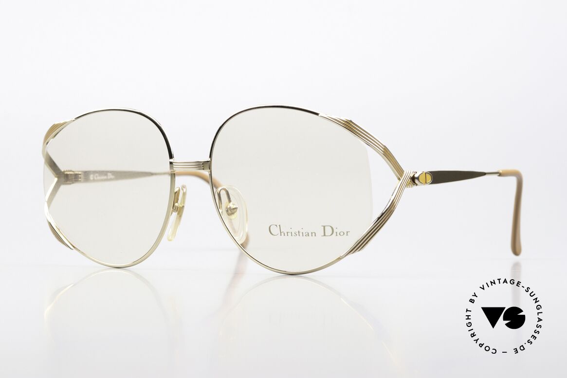 Christian Dior 2387 Vergoldet Pfirsichfarben 80s, auffällige DIOR Designer-Brillenfassung von 1989, Passend für Damen