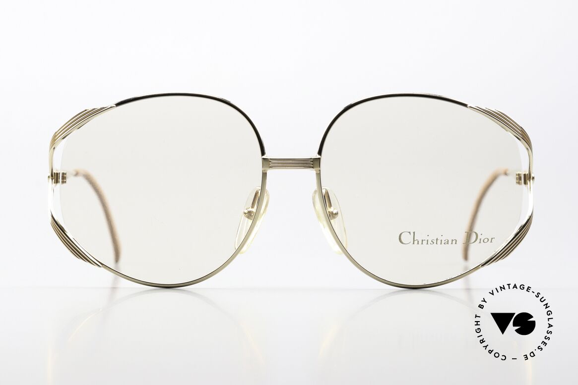 Christian Dior 2387 Vergoldet Pfirsichfarben 80s, feminines elegantes Design mit großen XL Gläsern, Passend für Damen