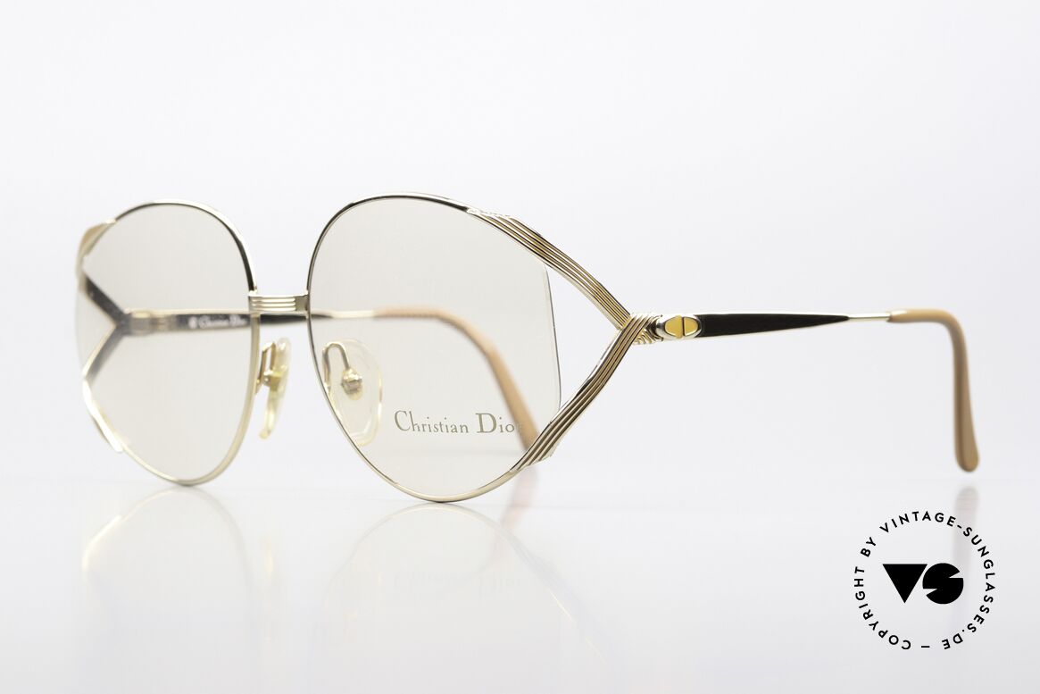 Christian Dior 2387 Vergoldet Pfirsichfarben 80s, vergoldeter Rahmen mit pfirsichfarbenen Akzenten, Passend für Damen
