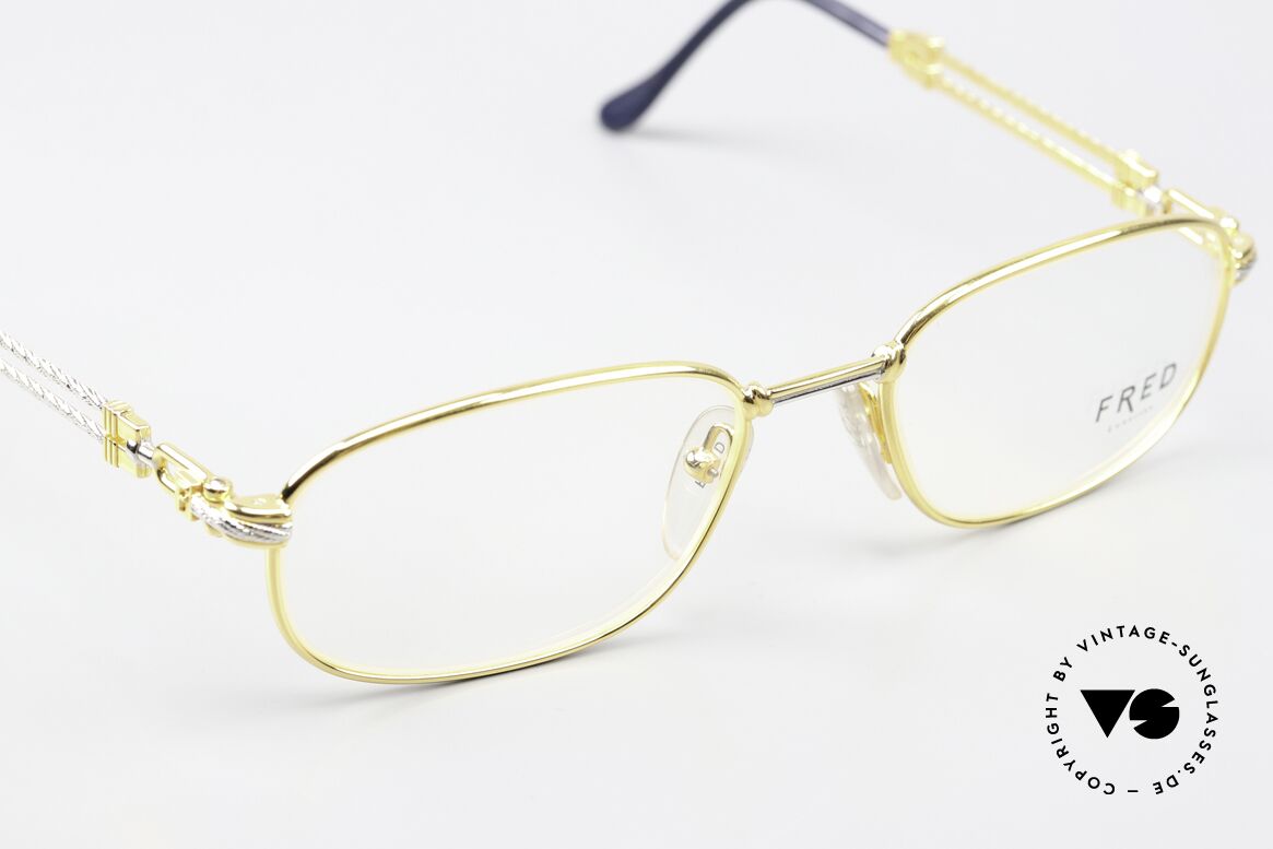 Fred Artimon Herren Seglerbrille 1990, mit original Fred Verpackung: Box, Lederetui und Tuch, Passend für Herren