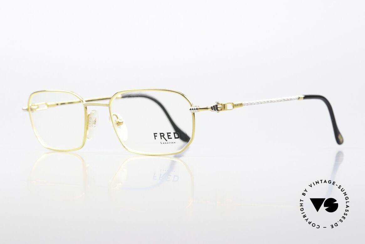 Fred Jersey Männer Luxusbrille 1990er, Bügel und Brücke gedreht wie ein Segeltau; RARITÄT!, Passend für Herren