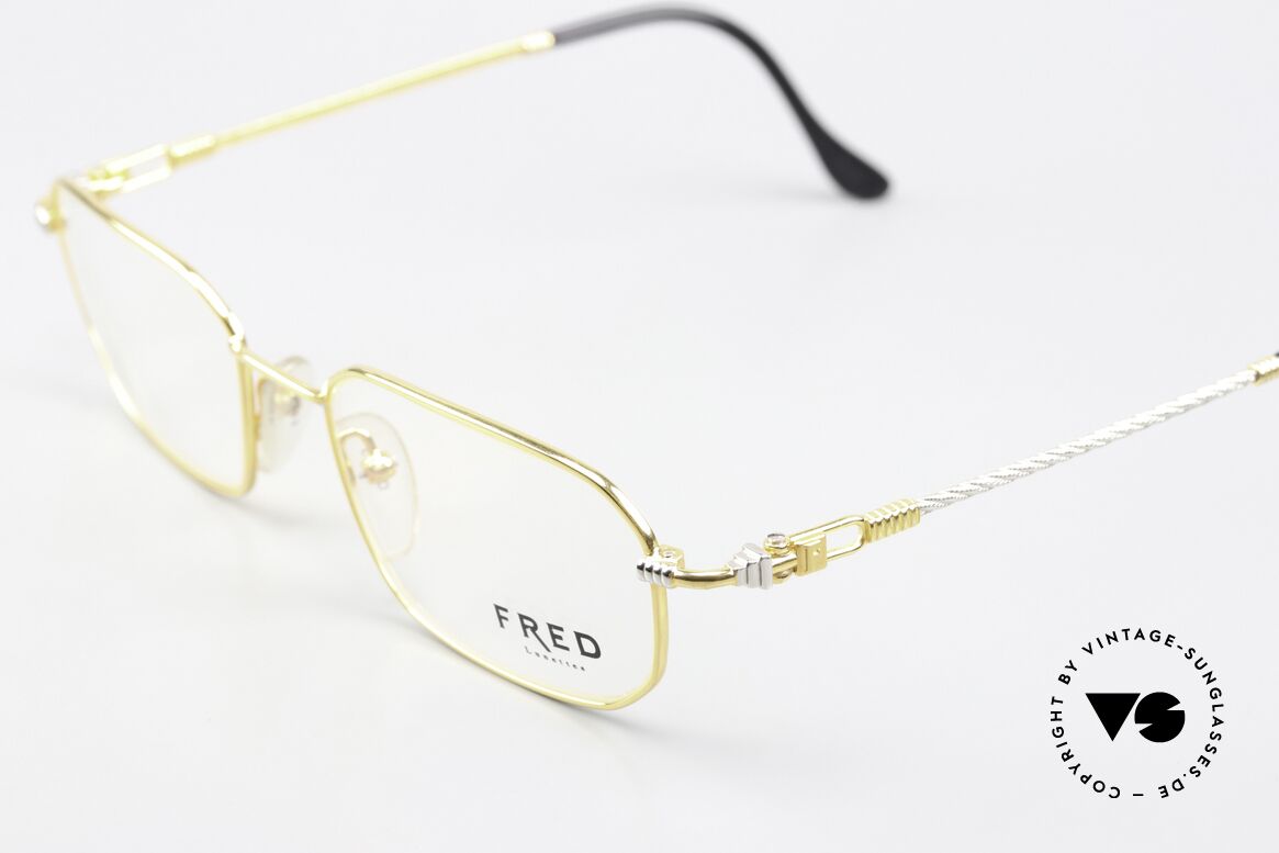 Fred Jersey Männer Luxusbrille 1990er, bicolore Ausführung, klassisches Design; Größe 53/19, Passend für Herren