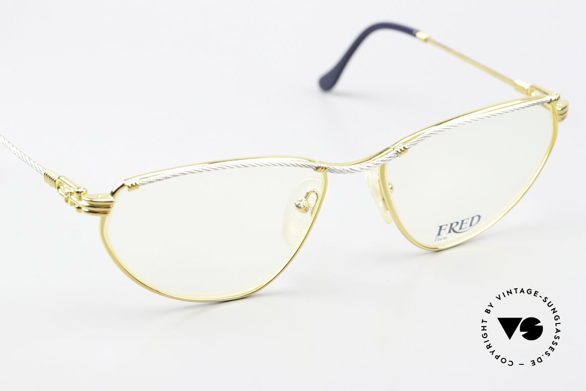 Fred Alize - M Cateye Seglerbrille 1990, bicolore Ausführung im Cateye-Design; M Größe 57/16, Passend für Damen