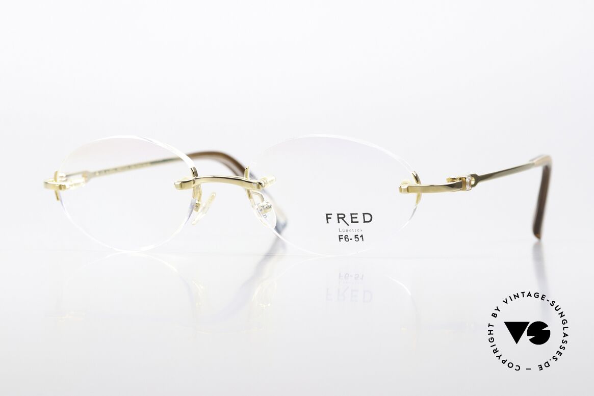 Fred Prestige Zirconium Edelstein Randlosbrille 90er, Fred F6 Alaska Prestige 306/Zirconium, Größe 51mm, Passend für Herren und Damen