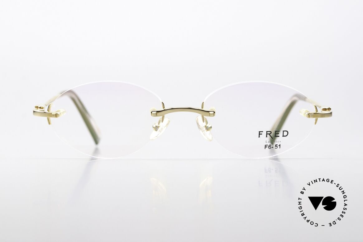 Fred Prestige Zirconium Edelstein Randlosbrille 90er, Luxus-Brillenfassung von FRED, Paris aus den 90ern, Passend für Herren und Damen