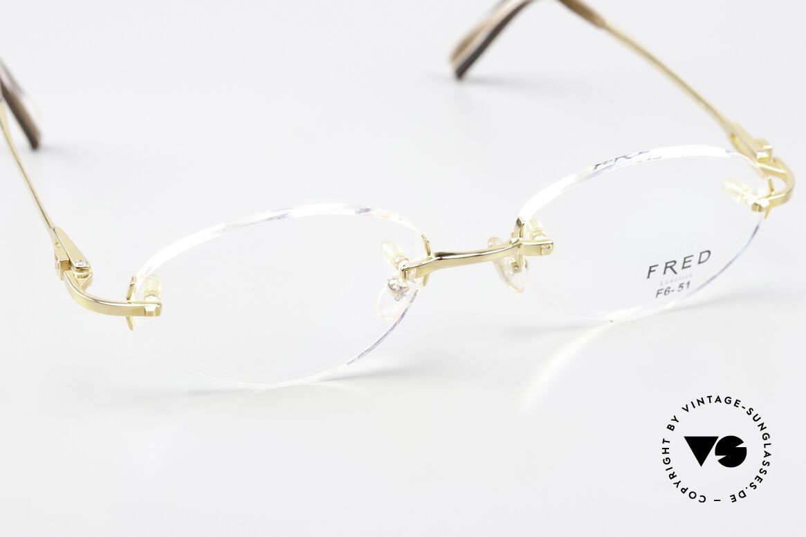 Fred Prestige Zirconium Edelstein Randlosbrille 90er, Glasform ist beliebig änderbar (somit eine Unisexbrille), Passend für Herren und Damen