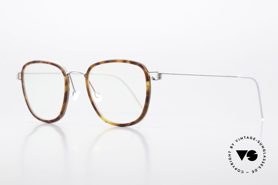 Lindberg Simon Air Titan Rim Fassung mit Azetat Inlays, markant veredelte Air Titanium Version mit Azetat-Rand, Passend für Herren