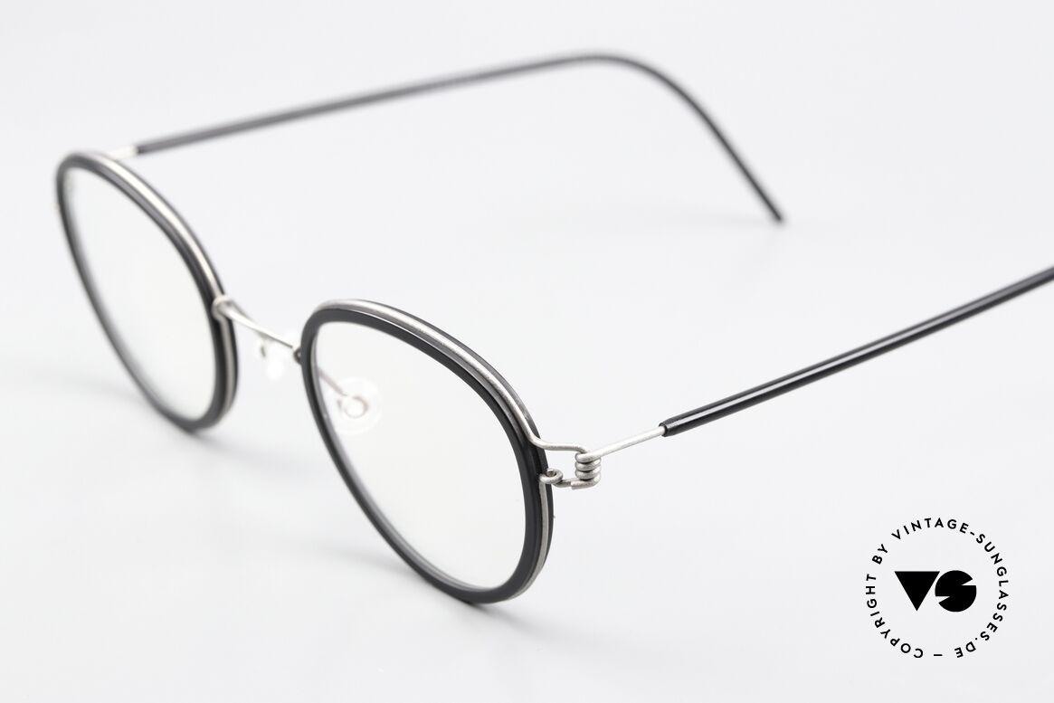 Lindberg Jackie 44 Air Titan Rim Bügel Mit Azetat Überzug, titan-schwarze Fassung mit Azetat-Cover, col. K24M/10, Passend für Herren und Damen