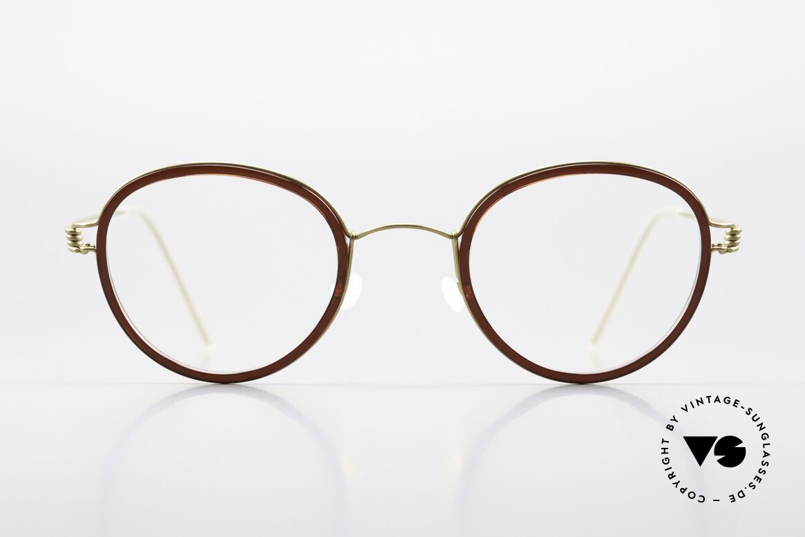 Lindberg Jackie 46 Air Titan Rim Damenbrille Weinrot Gold, Panto-Modell Jackie, in Größe 46-24, Bügellänge 145mm, Passend für Damen