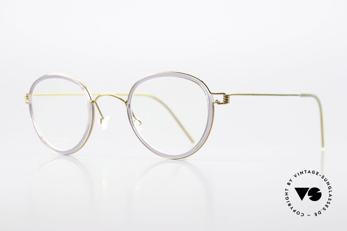 Lindberg Jackie 44 Air Titan Rim Gold & Violett Transluzent, markant veredelte Air Titanium Version mit Azetat-Rand, Passend für Damen