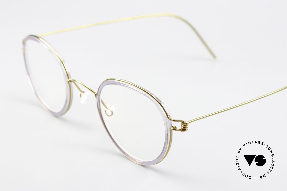 Lindberg Jackie 44 Air Titan Rim Gold & Violett Transluzent, goldene Fassung mit Inner-Rand in "violett transluzent", Passend für Damen