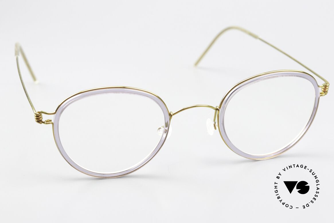 Lindberg Jackie 44 Air Titan Rim Gold & Violett Transluzent, ungetragenes Designerstück + orig. Lindberg Magnet-Etui, Passend für Damen