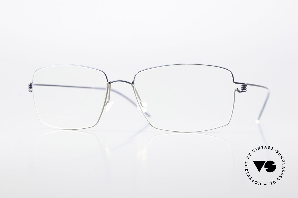 Lindberg Jimmy Air Titan Rim Herrenbrille Blau Grau Eckig, LINDBERG Air Titanium Rim Brille in Größe 56-17, 145, Passend für Herren