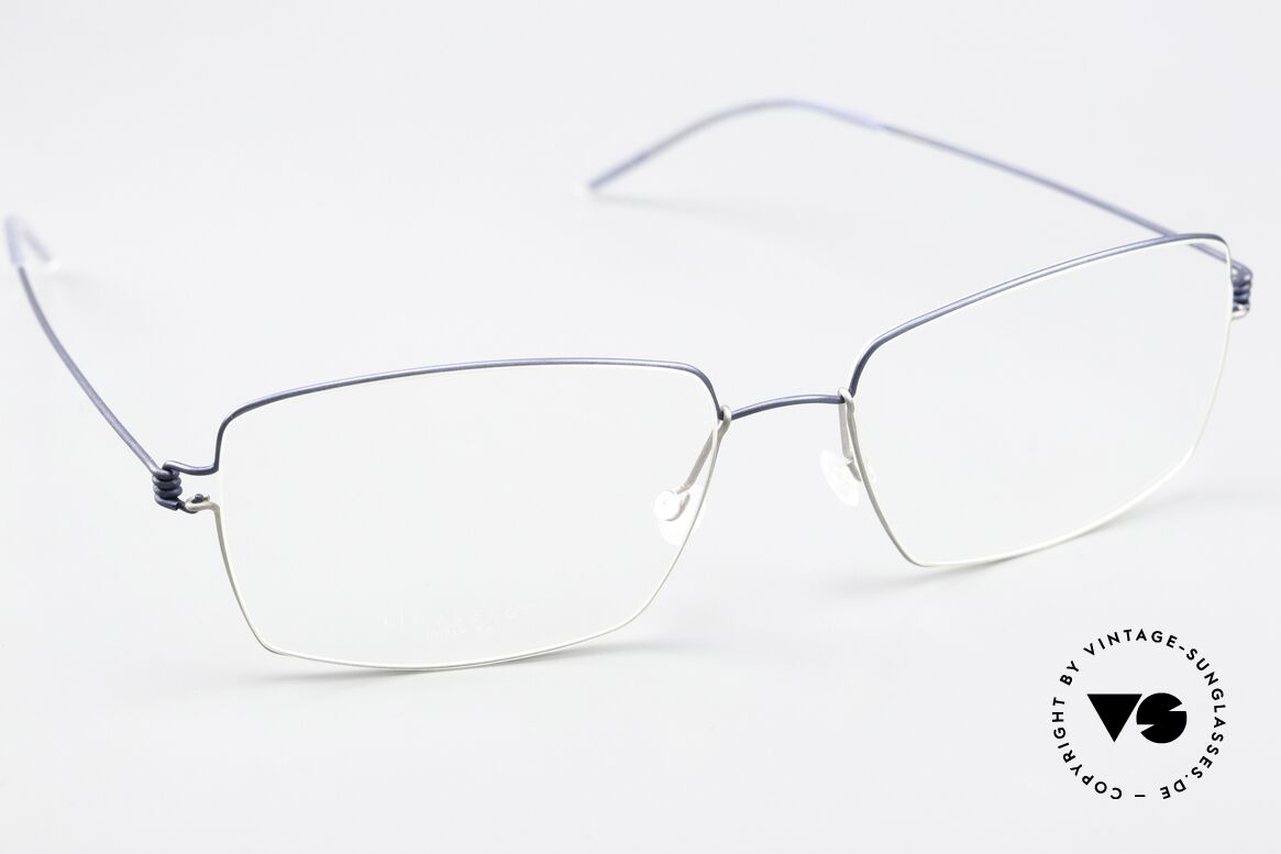 Lindberg Jimmy Air Titan Rim Herrenbrille Blau Grau Eckig, ungetragenes Designerstück + orig. Lindberg Magnet-Etui, Passend für Herren