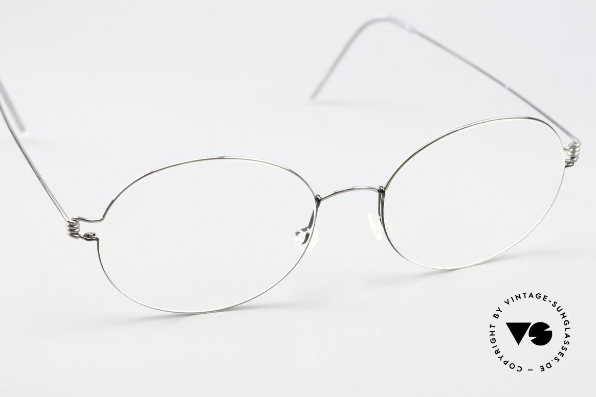 Lindberg Florence Air Titan Rim Brille Rund Oval Silber Grau, ungetragenes Designerstück + orig. Lindberg Magnet-Etui, Passend für Herren