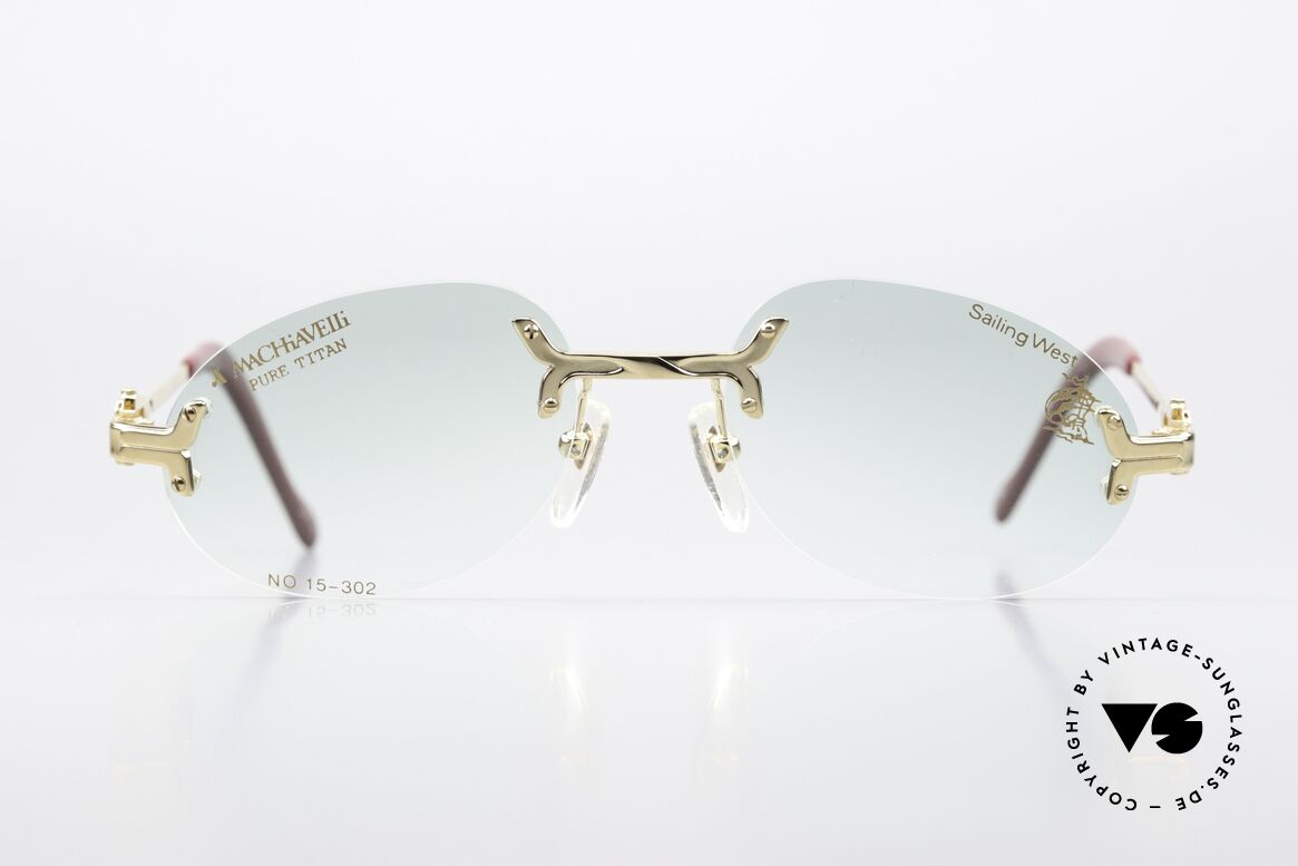 Machiavelli 15-302 Opulente Brille Vergoldet, Kollektion benannt nach dem italienischen Philosophen, Passend für Herren und Damen