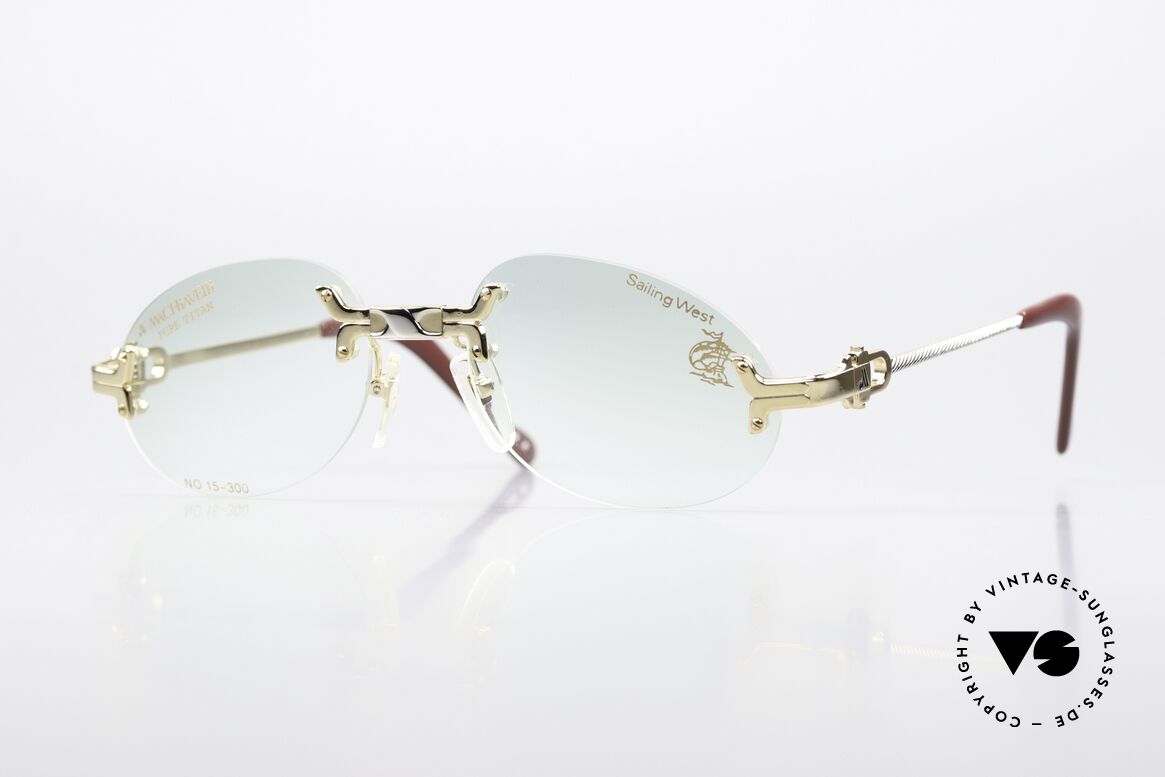 Machiavelli 15-300 Opulente Brille Gold Titan, MACHiAVELLi 15-300 Pure Titanium vintage 80er Brille, Passend für Herren und Damen
