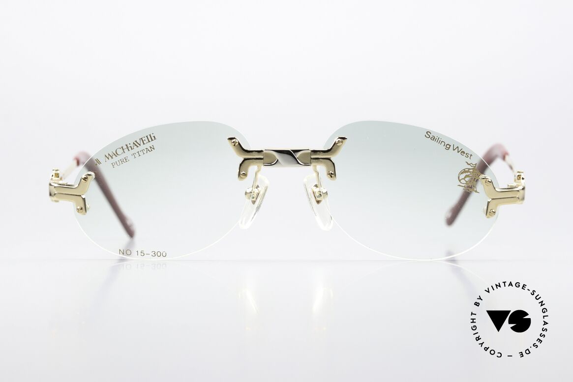 Machiavelli 15-300 Opulente Brille Gold Titan, Kollektion benannt nach dem italienischen Philosophen, Passend für Herren und Damen