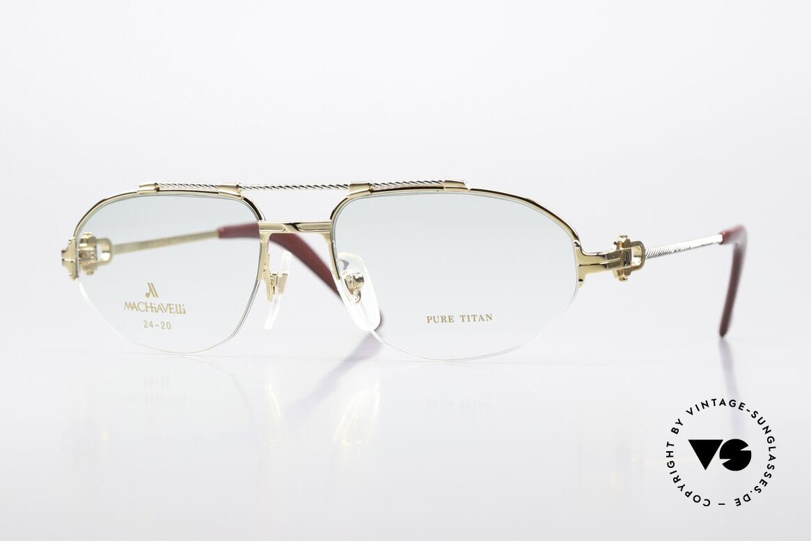 Machiavelli 24-20 Alte 80er Brille Platin & Gold, MACHiAVELLi 24-20 Pure Titanium vintage Herrenbrille, Passend für Herren