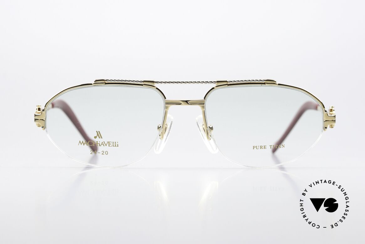 Machiavelli 24-20 Alte 80er Brille Platin & Gold, Kollektion benannt nach dem italienischen Philosophen, Passend für Herren