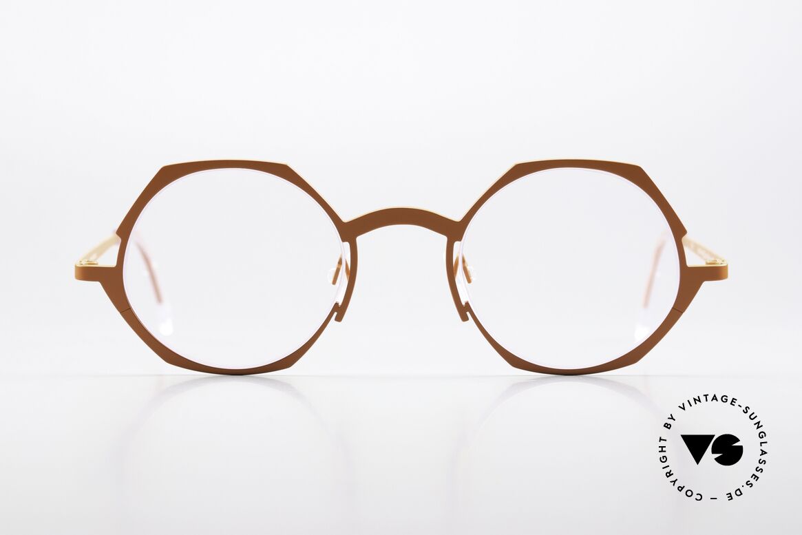 Theo Belgium Wave Pure Titanium Brille Orange, Pure Titanium THEO Designerbrille, Mod. Wave, Passend für Damen