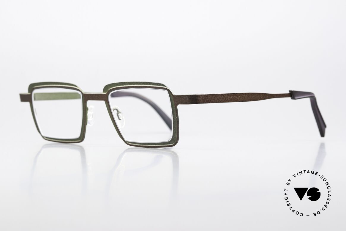 Theo Belgium Eye-Witness YC Designerbrille Eckig Unisex, in Wirklichkeit raffiniert gemacht; echte Designerbrille!, Passend für Herren und Damen