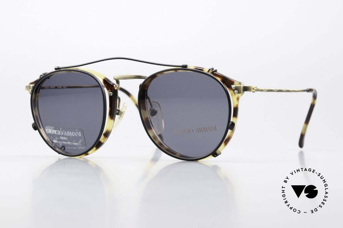Giorgio Armani 318 Panto Brille Mit Sonnenclip, zeitlose 1990er Giorgio ARMANI Designer-Fassung, Passend für Herren