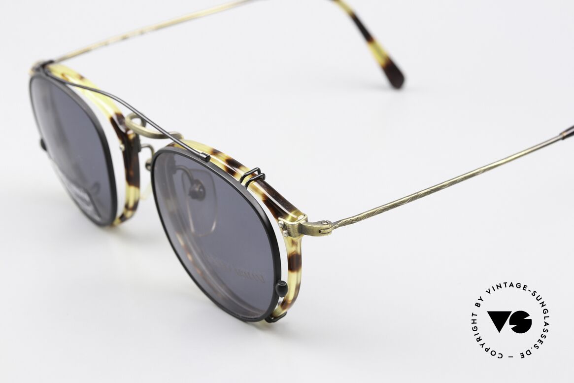 Giorgio Armani 318 Panto Brille Mit Sonnenclip, zudem mit schwarzem Sonnen-Clip (100% UV Schutz), Passend für Herren