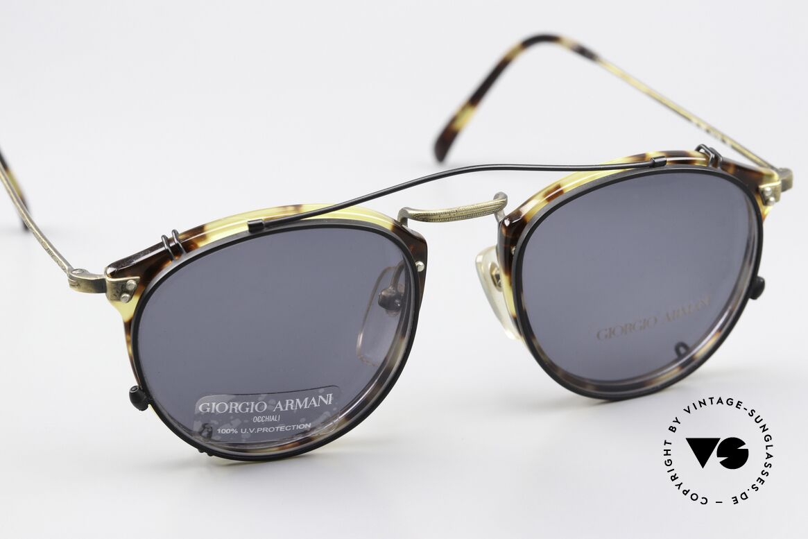 Giorgio Armani 318 Panto Brille Mit Sonnenclip, ungetragen (wie all unsere 90er J. Design-Klassiker), Passend für Herren