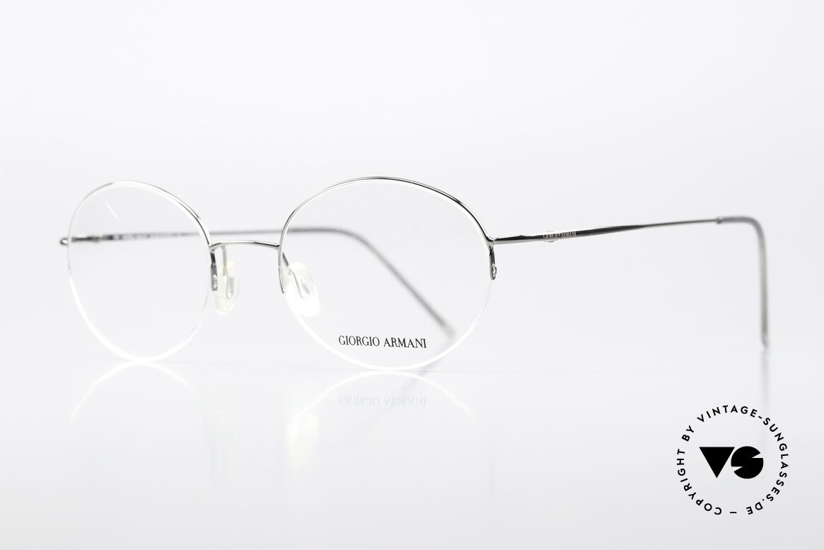 Giorgio Armani 27 Runde 90er Nylor Fassung, zeitlos, oval und silber-glänzend (eine Unisexbrille), Passend für Herren und Damen