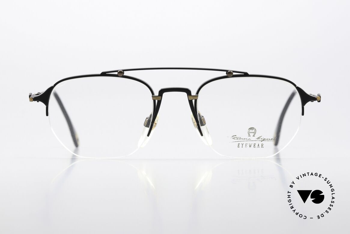 Aigner EA55 Nylorbrille Halbrand Men 90s, Größe 52-20, color 034 (vergoldet & mattschwarz), Passend für Herren
