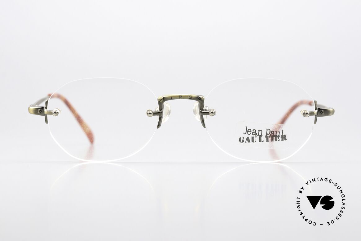 Jean Paul Gaultier 55-4671 90er Made In Japan Original, schlichte Randlos-Brille; dennoch markant & originell, Passend für Herren und Damen