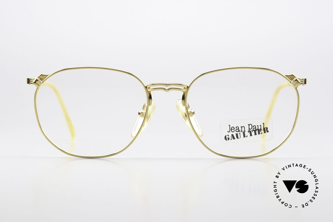 Jean Paul Gaultier 55-2173 Vintage Brille 90er Vergoldet, edler, vergoldeter Rahmen mit original DEMO-Gläsern, Passend für Herren und Damen