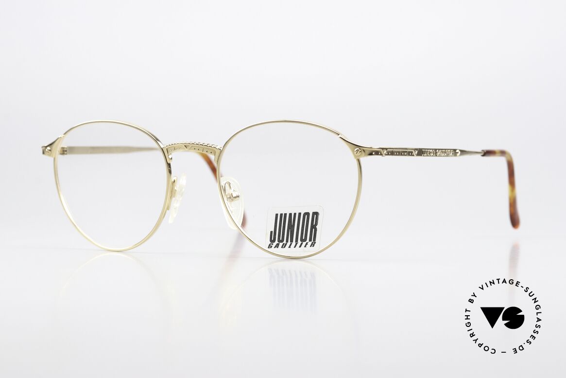 Jean Paul Gaultier 57-3172 Pantobrille Gold Plated 1997, 1990er Panto Designerbrille von Jean Paul Gaultier, Passend für Herren und Damen