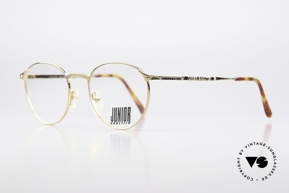 Jean Paul Gaultier 57-3172 Pantobrille Gold Plated 1997, aus der markanten Junior Gaultier Serie in Gr. 48/18, Passend für Herren und Damen