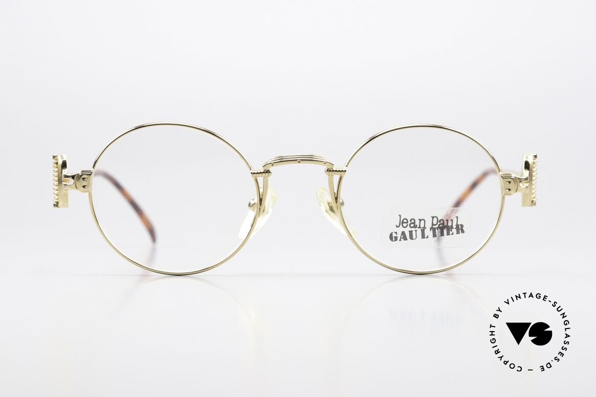 Jean Paul Gaultier 55-5106 90s Designerbrille Vergoldet, vergoldetes (GOLD-PLATED) Gestell mit tollen Details, Passend für Herren und Damen