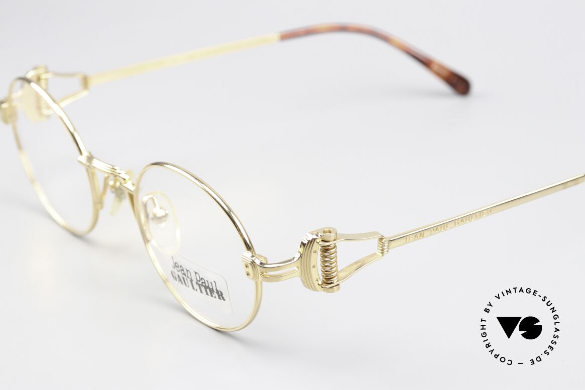 Jean Paul Gaultier 55-5106 90s Designerbrille Vergoldet, mit orig. DEMO-Gläsern (beliebig verglasbar), Gr. 45/21, Passend für Herren und Damen