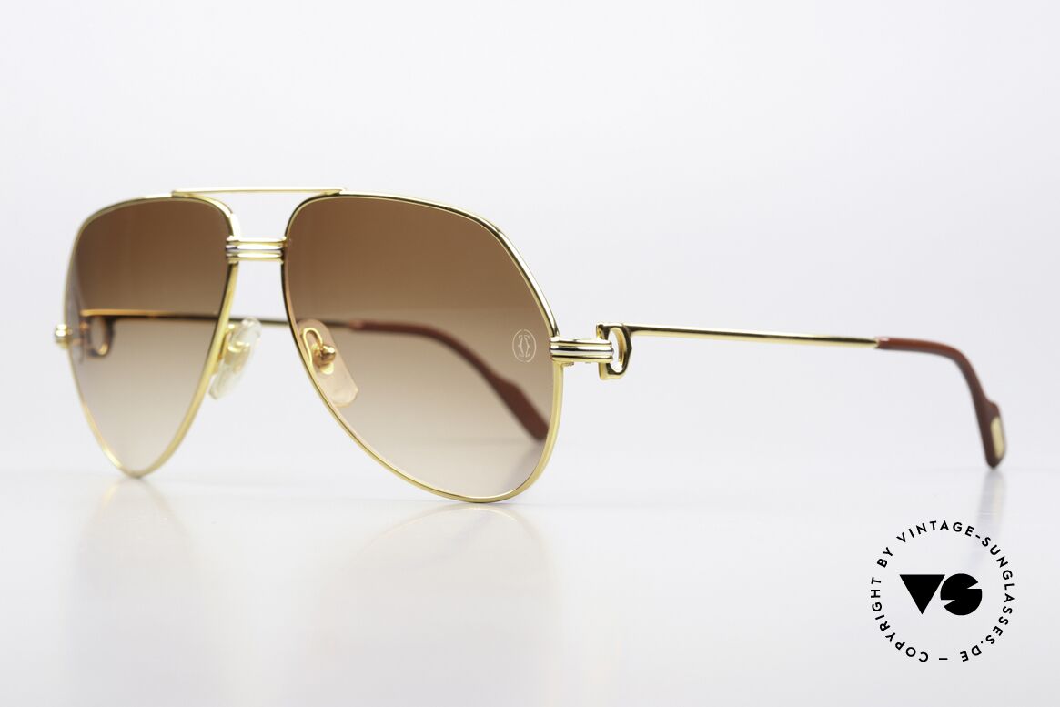 Cartier Vendome LC - M Originalglas Mit Cartier Logo, 22kt vergoldet mit LC-Dekor in Medium Gr. 59-14, 140, Passend für Herren