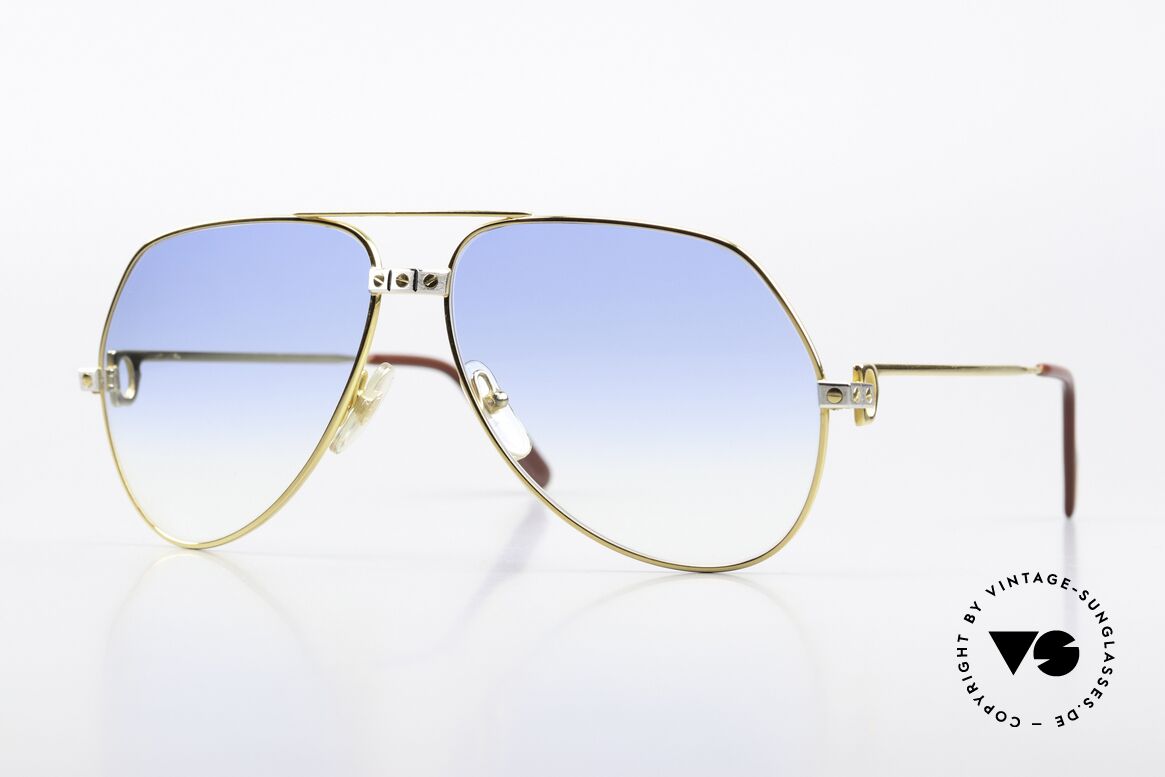 Cartier Vendome Santos - L Gläser Leicht Blau Getönt, legendäre 80er CARTIER Vendome Santos Sonnenbrille, Passend für Herren