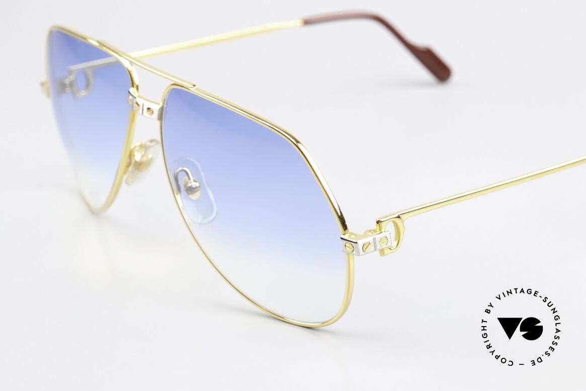 Cartier Vendome Santos - L Gläser Leicht Blau Getönt, edle, neue Sonnengläser mit leichtem 35% Blau-Verlauf, Passend für Herren