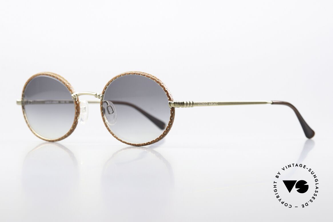 Giorgio Armani 223 90er Brille Mit Lederüberzug, Metall-Fassung & Windsor-Ringe aus braunem Leder, Passend für Herren und Damen