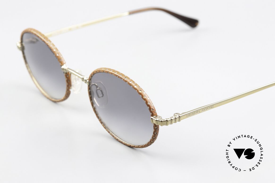 Giorgio Armani 223 90er Brille Mit Lederüberzug, blau-graue Verlaufs-Sonnengläser mit 100% UV Schutz, Passend für Herren und Damen