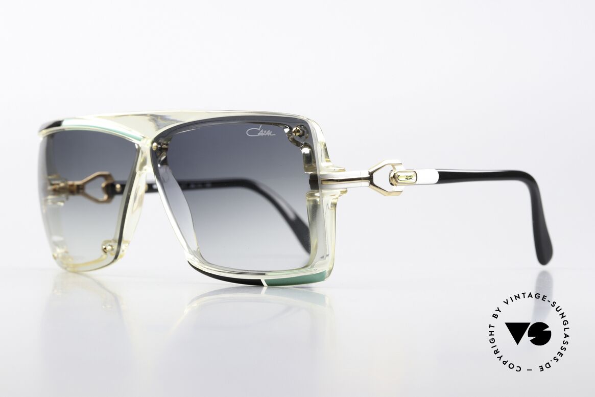 Cazal 859 West Germany 80er Brille, Col. 277: kristall / türkis / schwarz / weiss / gold, Passend für Herren und Damen