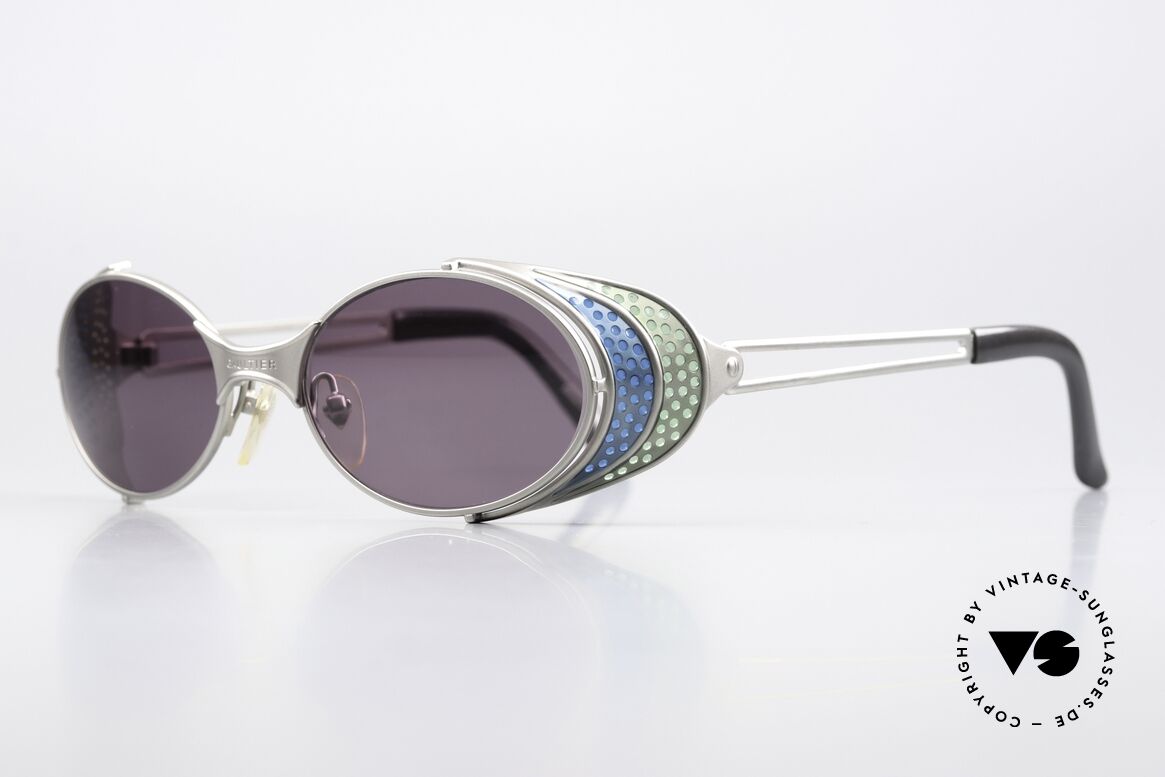 Jean Paul Gaultier 56-7109 90er Steampunk Sonnenbrille, viele interessante Rahmendetails im 'Retro-Futurismus', Passend für Herren und Damen