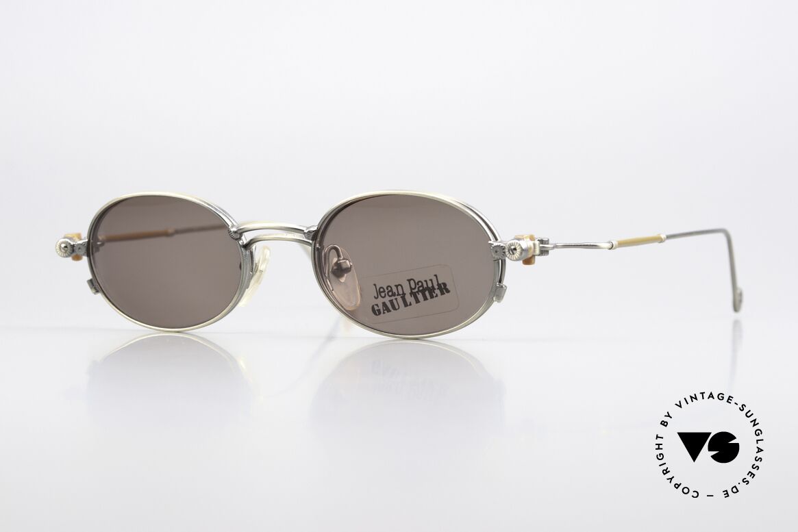 Jean Paul Gaultier 55-8106 Ovale Vintage Brille Clip-On, ovale vintage Designersonnenbrille von J.P. GAULTIER, Passend für Herren und Damen