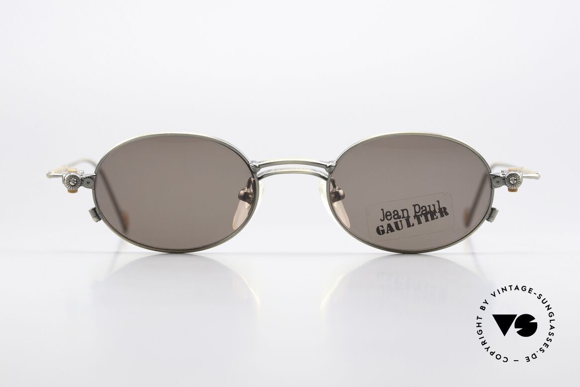 Jean Paul Gaultier 55-8106 Ovale Vintage Brille Clip-On, praktischer, abnehmbarer Clip-On (100% UV Protection), Passend für Herren und Damen