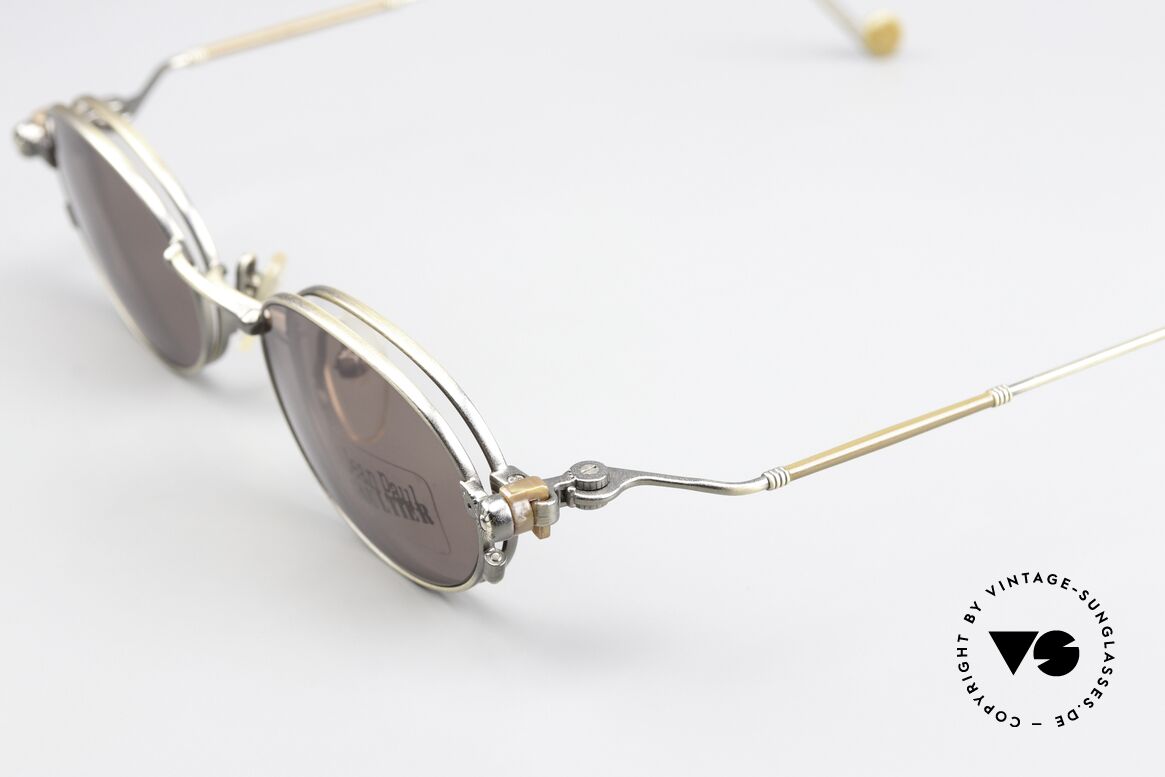Jean Paul Gaultier 55-8106 Ovale Vintage Brille Clip-On, die komplette Fassung in antik-silber; in Größe 46-20, Passend für Herren und Damen